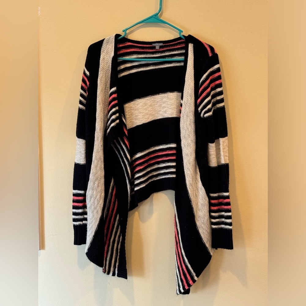 Pink, white and black stripes cardigan